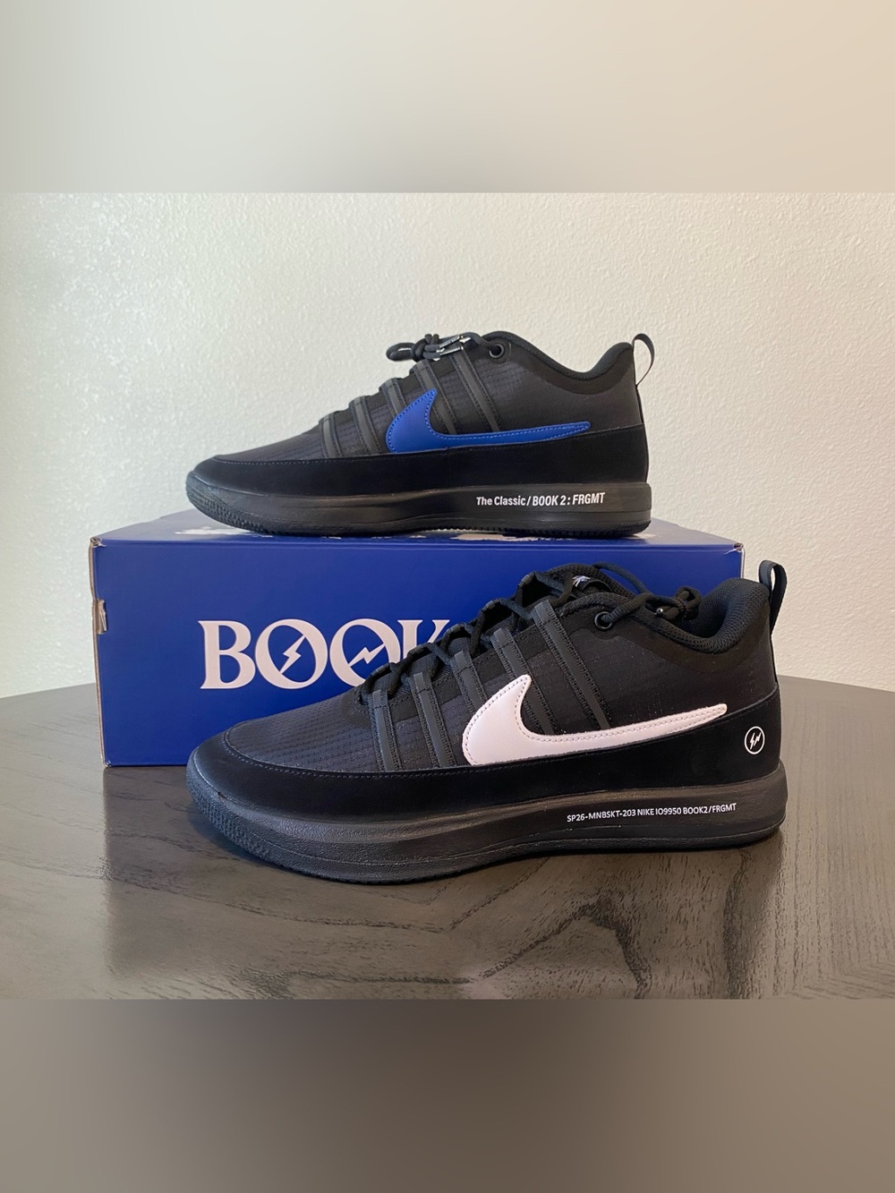 Nike Men’s Black Sneakers with Blue & Light Pink Swooshes